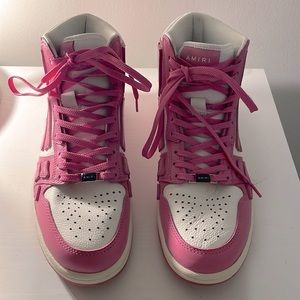 Pink AMIRI Skel Bicolor Leather High-Top Sneakers